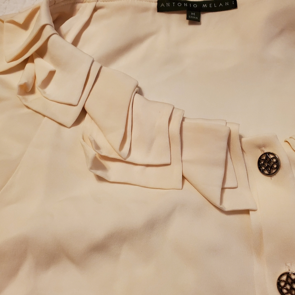 Cream Ruffle Button-Up Blouse - Picture 5 of 5